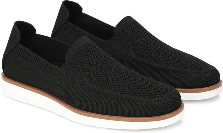 Kazar Slip-on zwarte stretchstof halfschoenen Black Heren