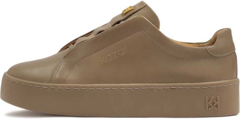 Kazar Sneakers in taupe kleur met versierde tong Beige Dames