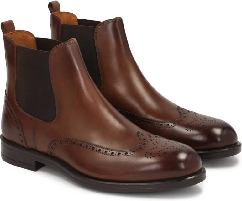 Kazar Stijlvolle leren Chelsea-laarzen met brogue Brown Heren