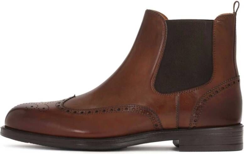 Kazar Stijlvolle leren Chelsea-laarzen met brogue Brown Heren