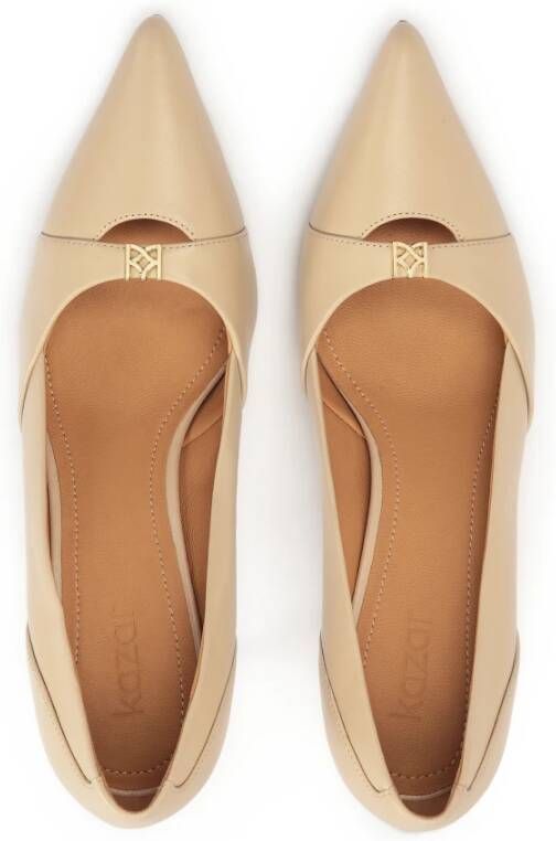 Kazar Stiletto pumps met uitgesneden bovenkant aan de voorkant Beige Dames