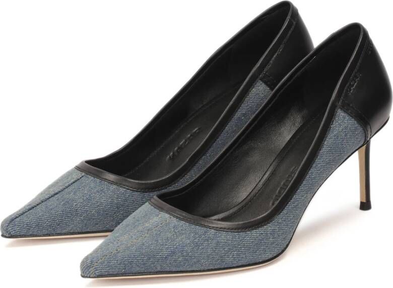 Kazar Studio Denim stof en leren pumps Blue Dames