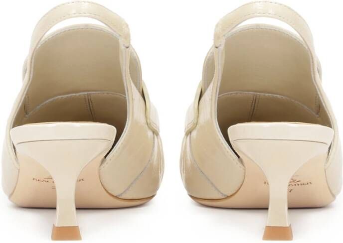 Kazar Studio Elegante slingbacks van lakleer met reliëfpatroon Beige Dames