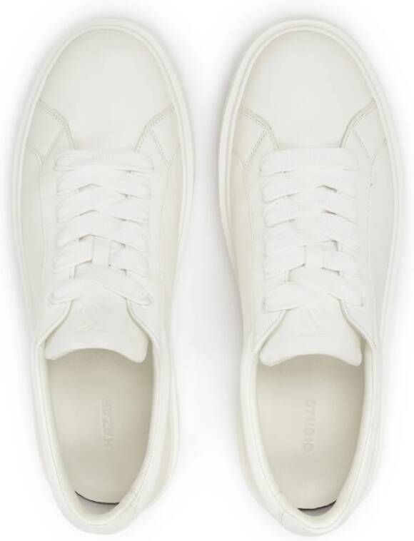 Kazar Studio Heren leren sneakers op een gelabelde zool White Heren