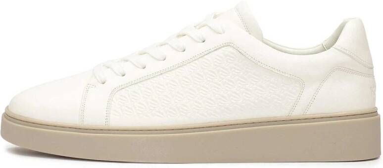 Kazar Studio Leren sneakers met vetersluiting en reliëfpatroon White Heren