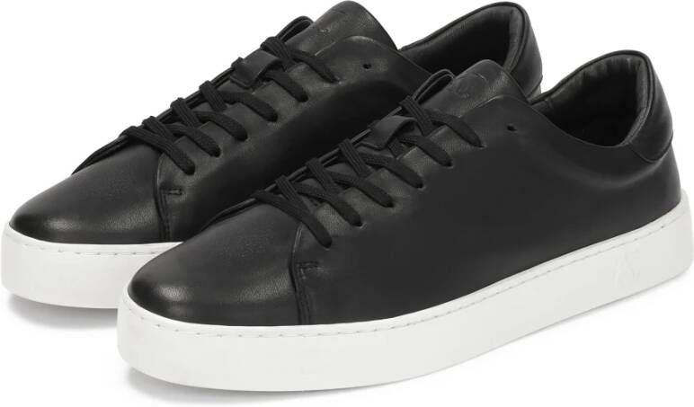 Kazar Studio Minimalistische zwarte gladleren sneakers Black Heren