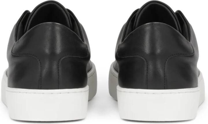 Kazar Studio Minimalistische zwarte gladleren sneakers Black Heren