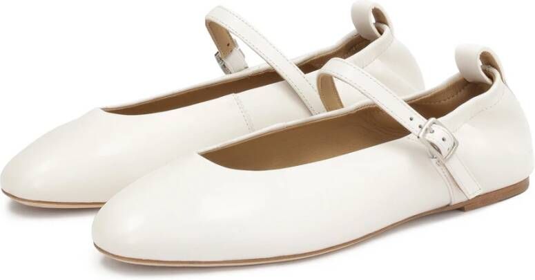 Kazar Studio Witte leren ballerina's met band White Dames