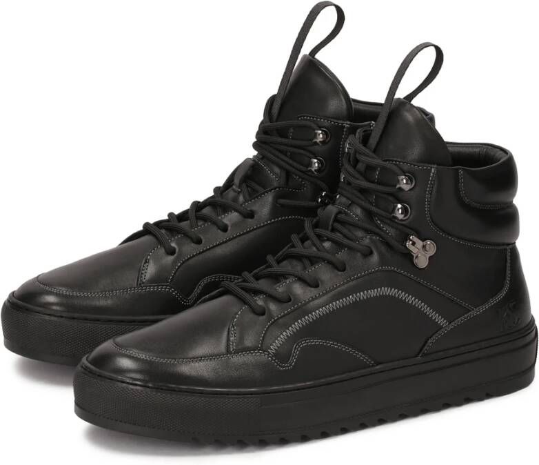 Kazar Studio Zwarte hoge leren sneakers met veters Black Heren