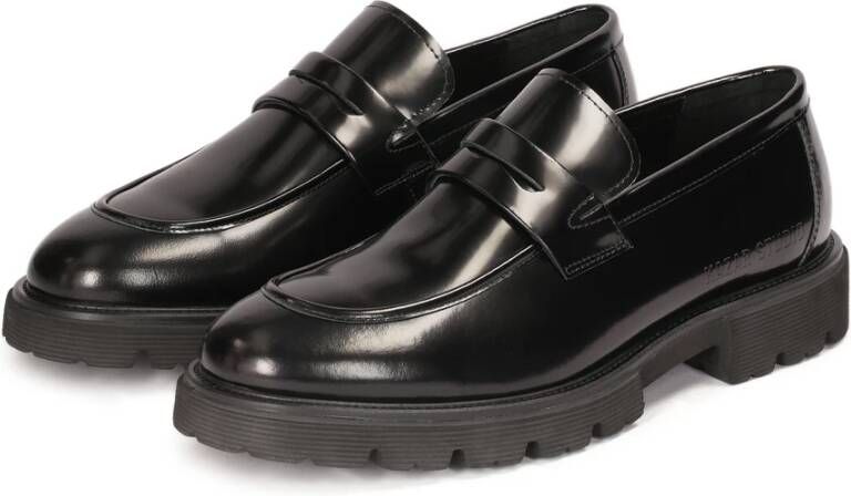 Kazar Studio Zwarte leren heren penny loafers Black Heren