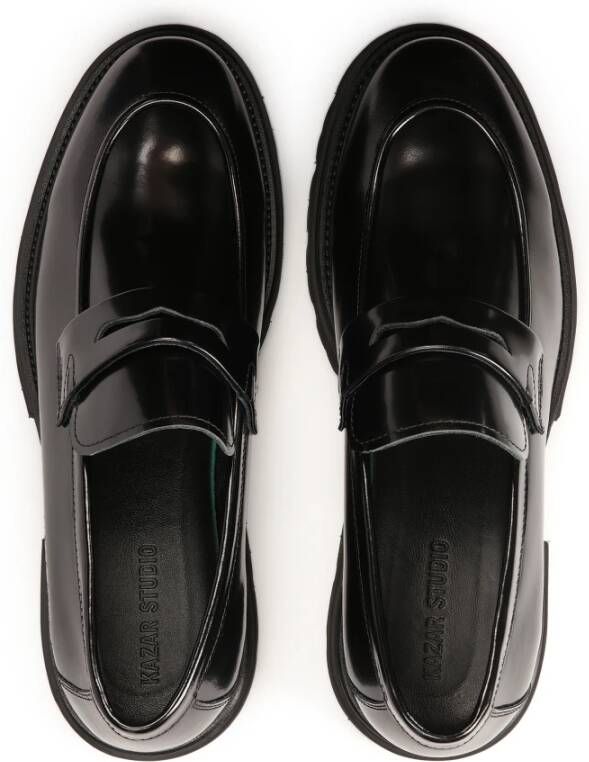 Kazar Studio Zwarte leren heren penny loafers Black Heren