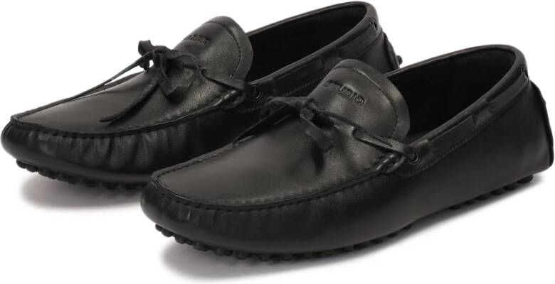 Kazar Studio Zwarte leren mocassins met vetersluiting Black Heren