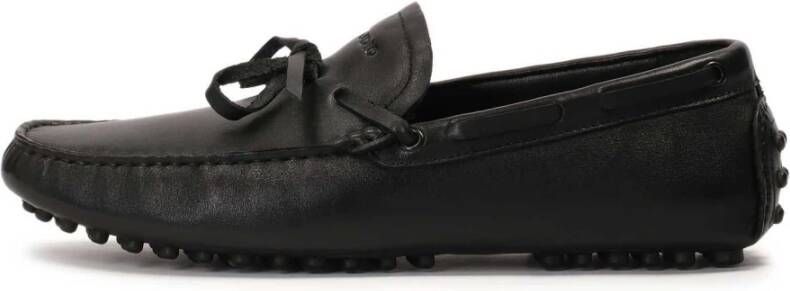 Kazar Studio Zwarte leren mocassins met vetersluiting Black Heren