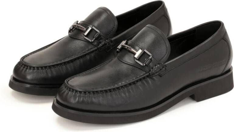 Kazar Studio Zwarte loafers voor heren met metalen decoratie Black Heren