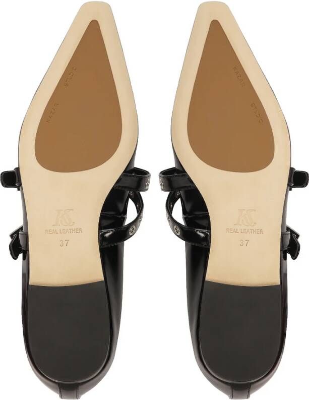 Kazar Studio Zwarte platte pumps met twee bandjes Black Dames