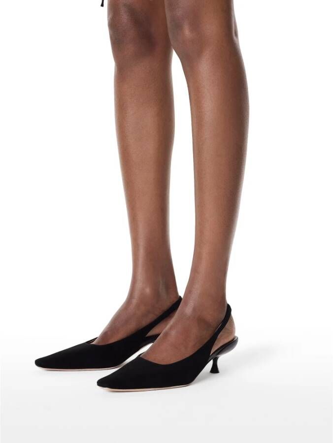 Kazar Studio Zwarte suède pumps met open hiel en verlengde neus Black Dames