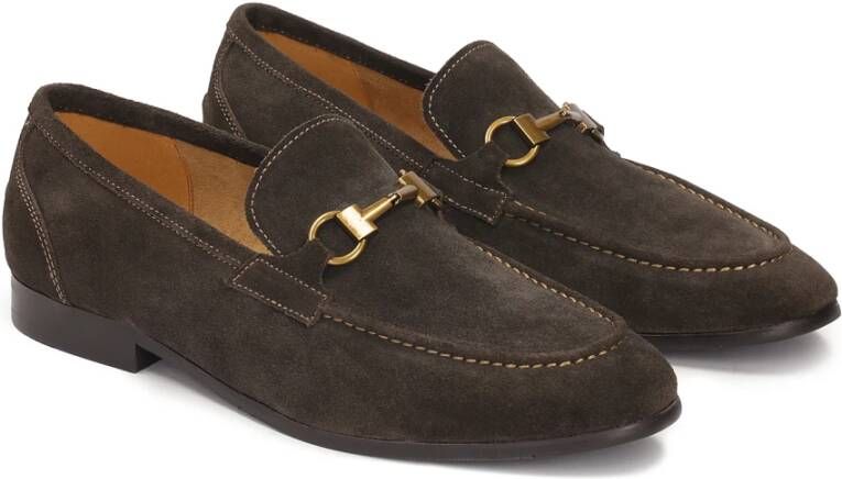 Kazar Suede Horsebit Loafers met metalen staaf Brown Heren