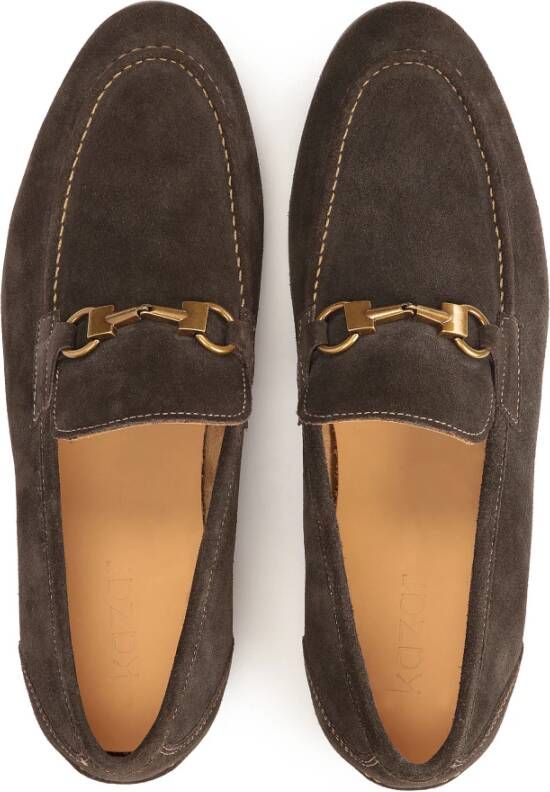 Kazar Suede Horsebit Loafers met metalen staaf Brown Heren