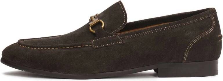 Kazar Suede Horsebit Loafers met metalen staaf Brown Heren