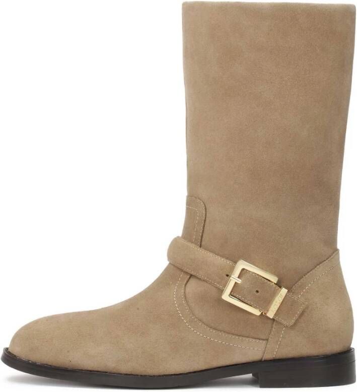 Kazar Suède laarzen met brede slip-on bovenkant Beige Dames