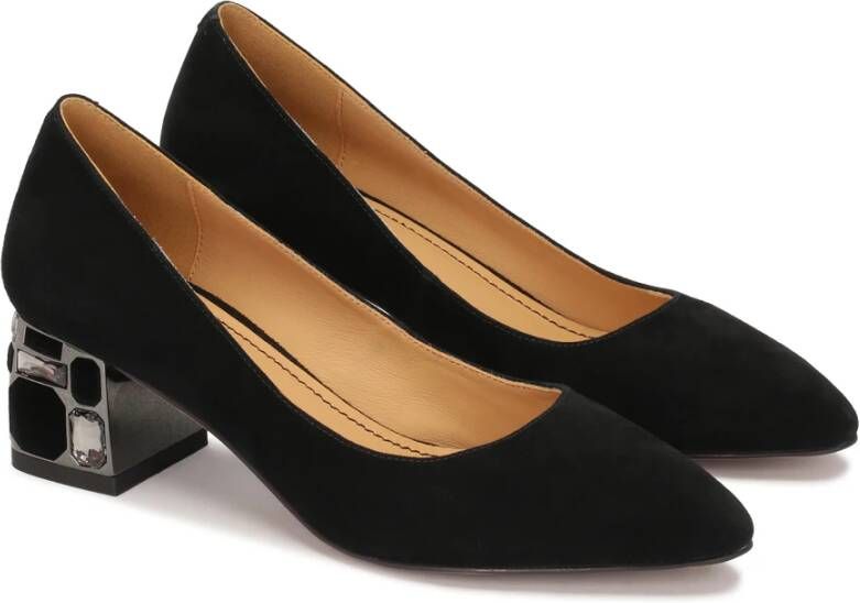 Kazar Suède lage pumps met versierde hak Black Dames