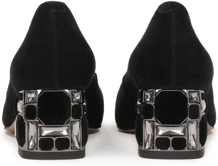 Kazar Suède lage pumps met versierde hak Black Dames