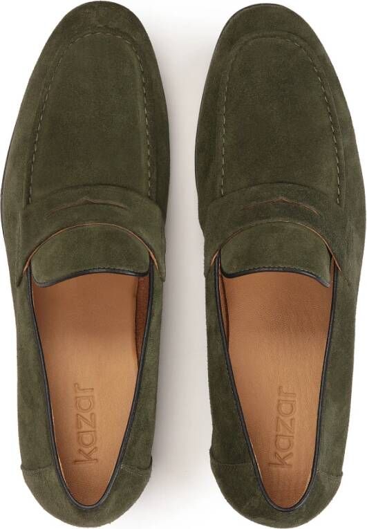 Kazar Suède loafers in khaki kleur Beige Heren