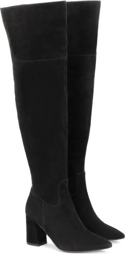 Kazar Suede musketiers met een brede hak Black Dames