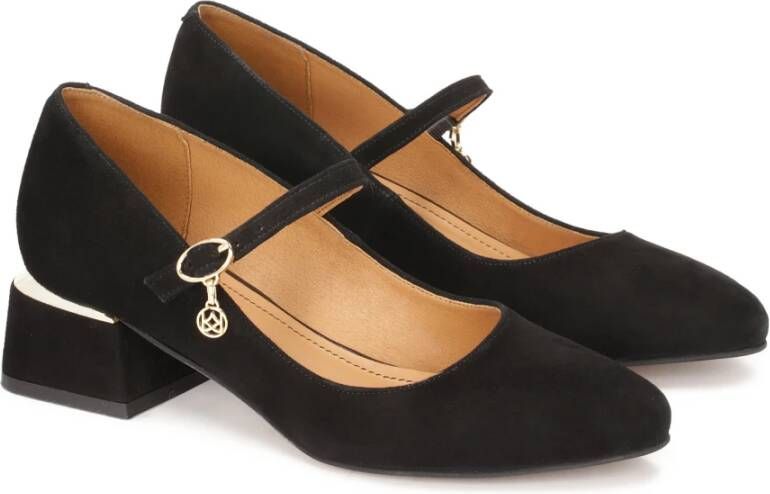 Kazar Suède pumps met een bandje op de wreef Black Dames