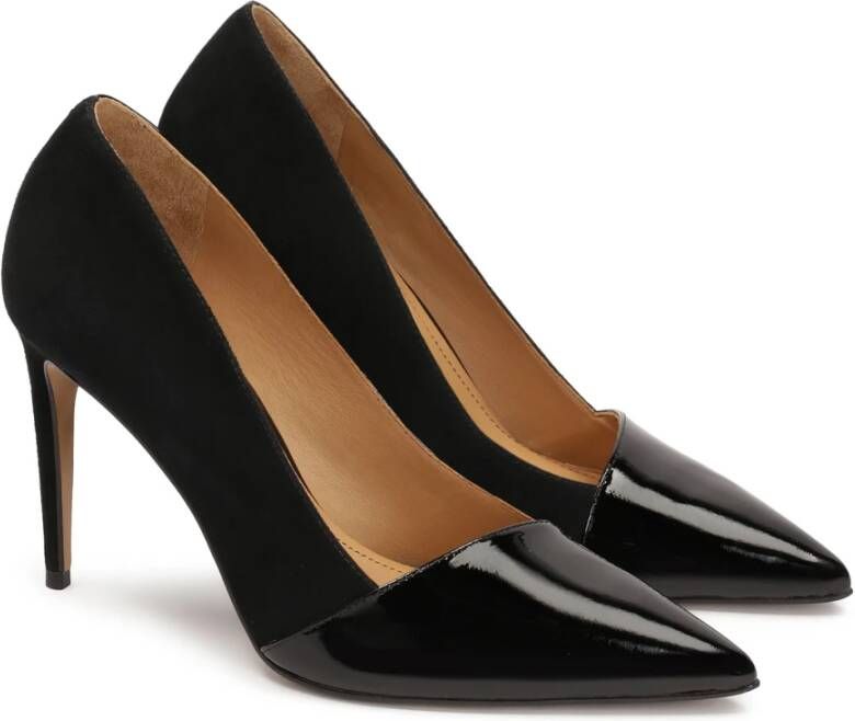 Kazar Suède pumps met gelakte neuzen Black Dames