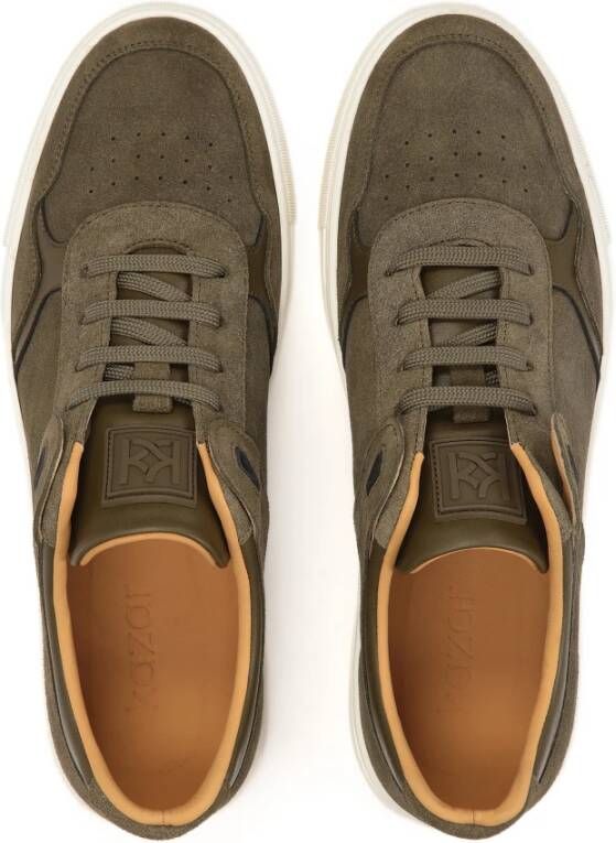 Kazar Suede sneakers in khaki kleur op witte zool Green Heren