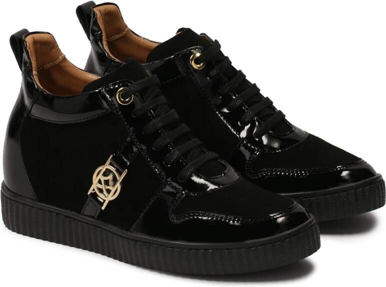 Kazar Suède sneakers met gelakte elementen Black Dames