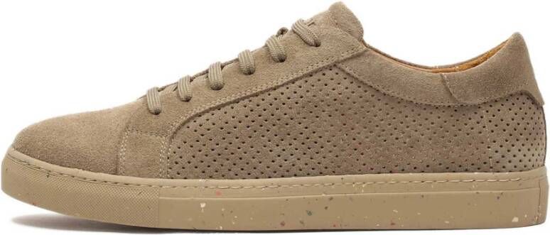 Kazar Taupe sneakers met perforaties op het bovenwerk Beige Heren