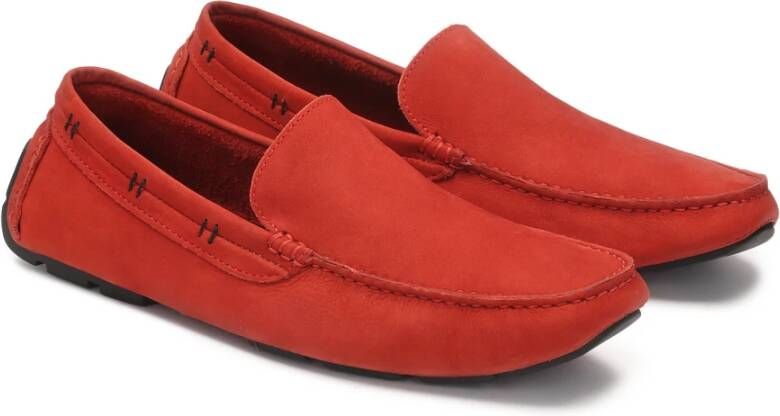 Kazar Tijdloze rode nubuck mocassins Red Heren