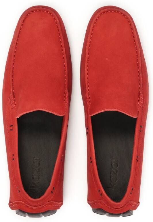 Kazar Tijdloze rode nubuck mocassins Red Heren