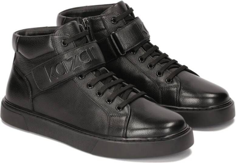 Kazar Urban graan lederen sneakers Black Heren