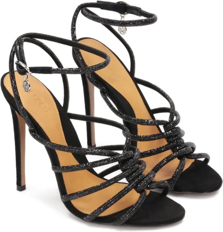 Kazar Versierde zwarte sandalen met sprankelende bandjes Black Dames