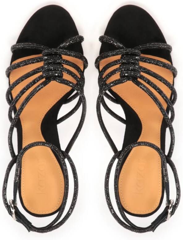 Kazar Versierde zwarte sandalen met sprankelende bandjes Black Dames