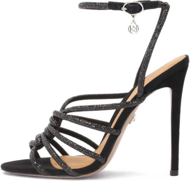 Kazar Versierde zwarte sandalen met sprankelende bandjes Black Dames