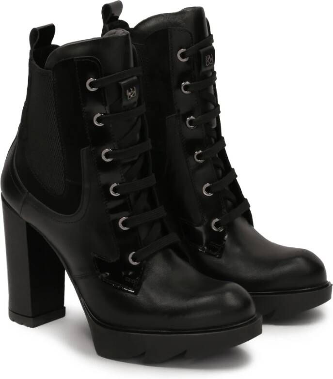 Kazar Veterschoenen met hak en plateauzool Black Dames