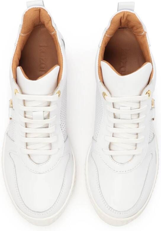 Kazar Witte Leren Geperforeerde Sneakers met Verborgen Anker White Dames