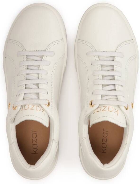 Kazar Witte leren sneakers met gouden elementen White Dames