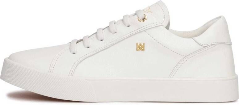 Kazar Witte leren sneakers met gouden elementen White Dames