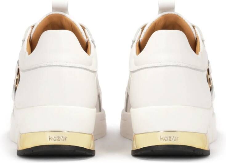 Kazar Witte leren sneakers met gouden inzetstukken White Dames