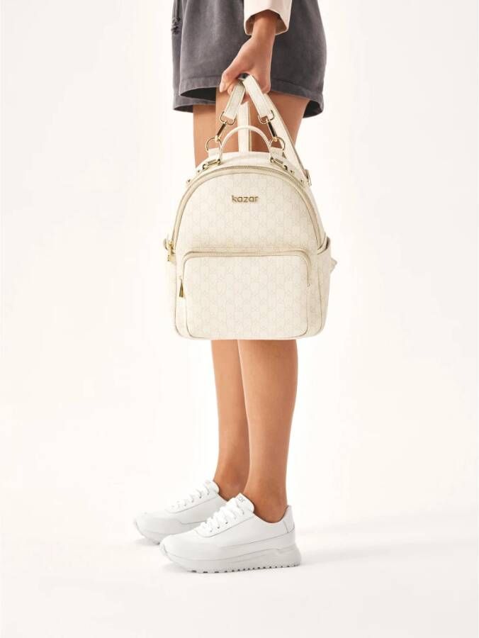 Kazar Witte leren sneakers op een comfortabele zool White Dames