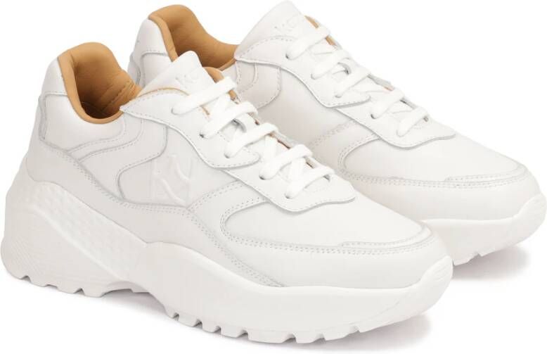 Kazar Witte leren sneakers op een dikke zool White Dames