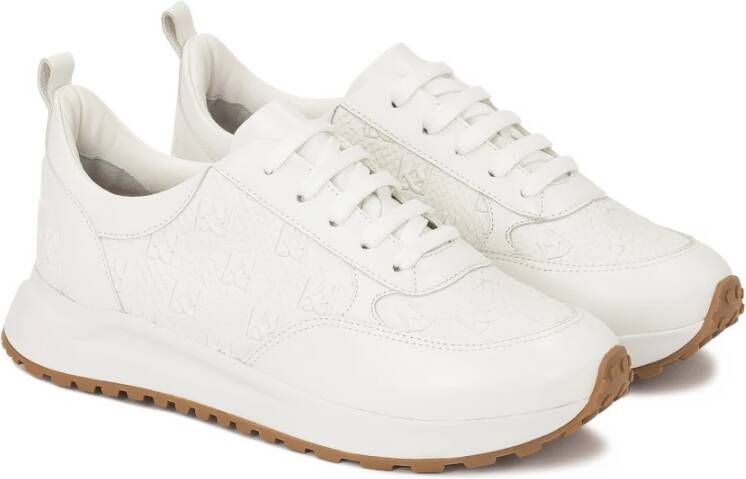 Kazar Witte monogram leren combinatie sneakers White Dames