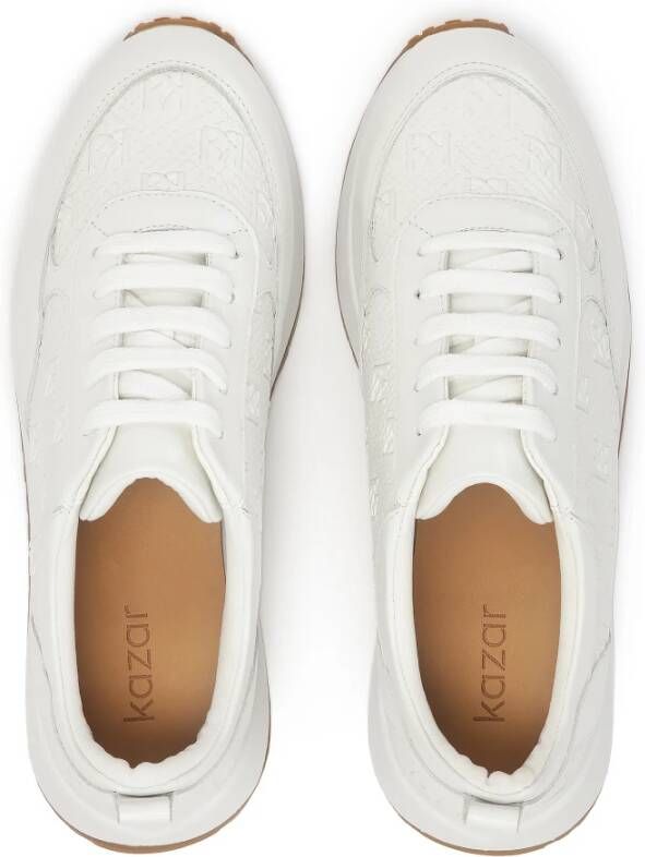 Kazar Witte monogram leren combinatie sneakers White Dames