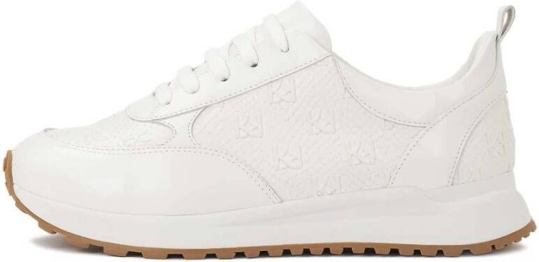 Kazar Witte monogram leren combinatie sneakers White Dames