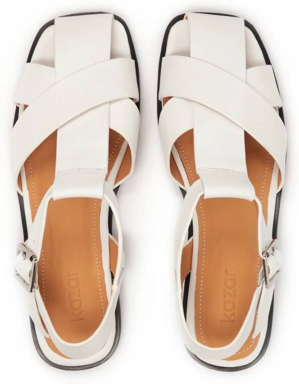 Kazar Witte sandalen met een band die de tenen overschaduwt White Dames